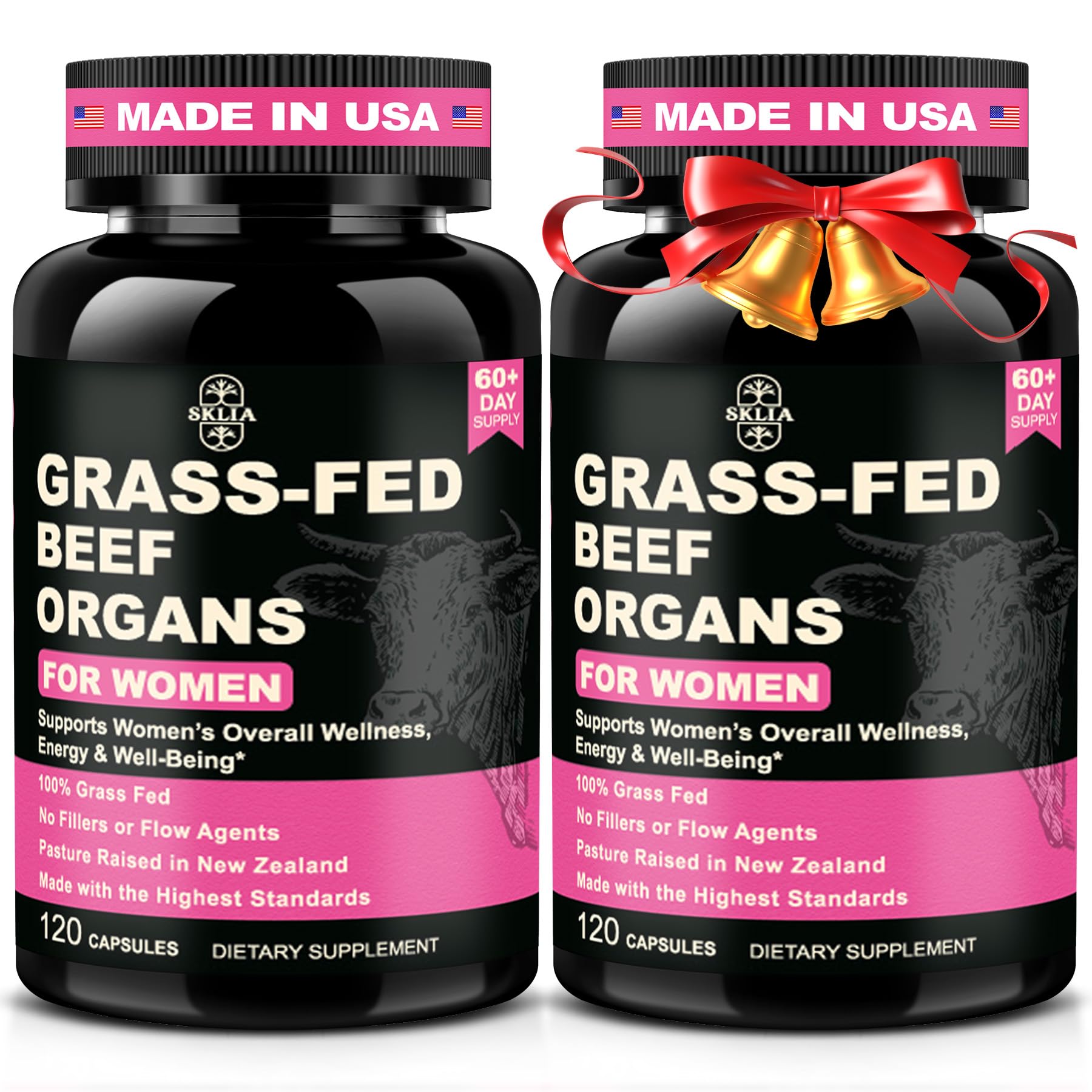 SKLIA Beef Organs packaging shows premium women’s wellness blend for daily use