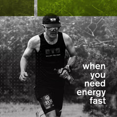 Athlete running with Skratch Labs Energy Chews for steady energy.