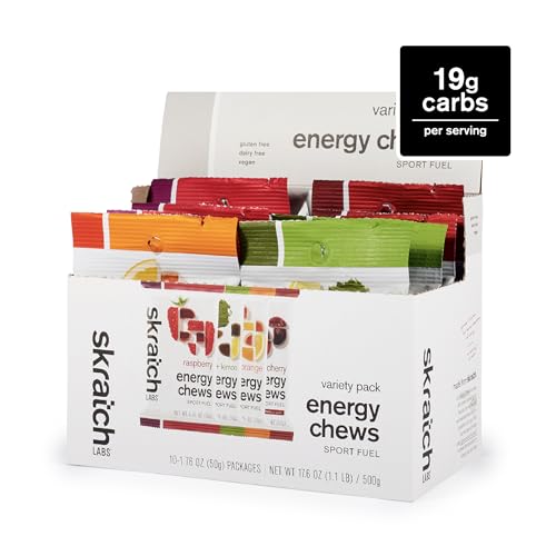 Skratch Labs Energy Chews drop-shape design aids easy digestion during training.