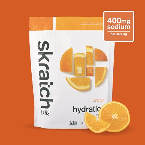 Skratch Labs Hydration Orange powder stirred in water delivers refreshing, light flavor.