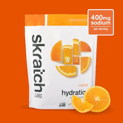 Skratch Labs Hydration Orange powder stirred in water delivers refreshing, light flavor.