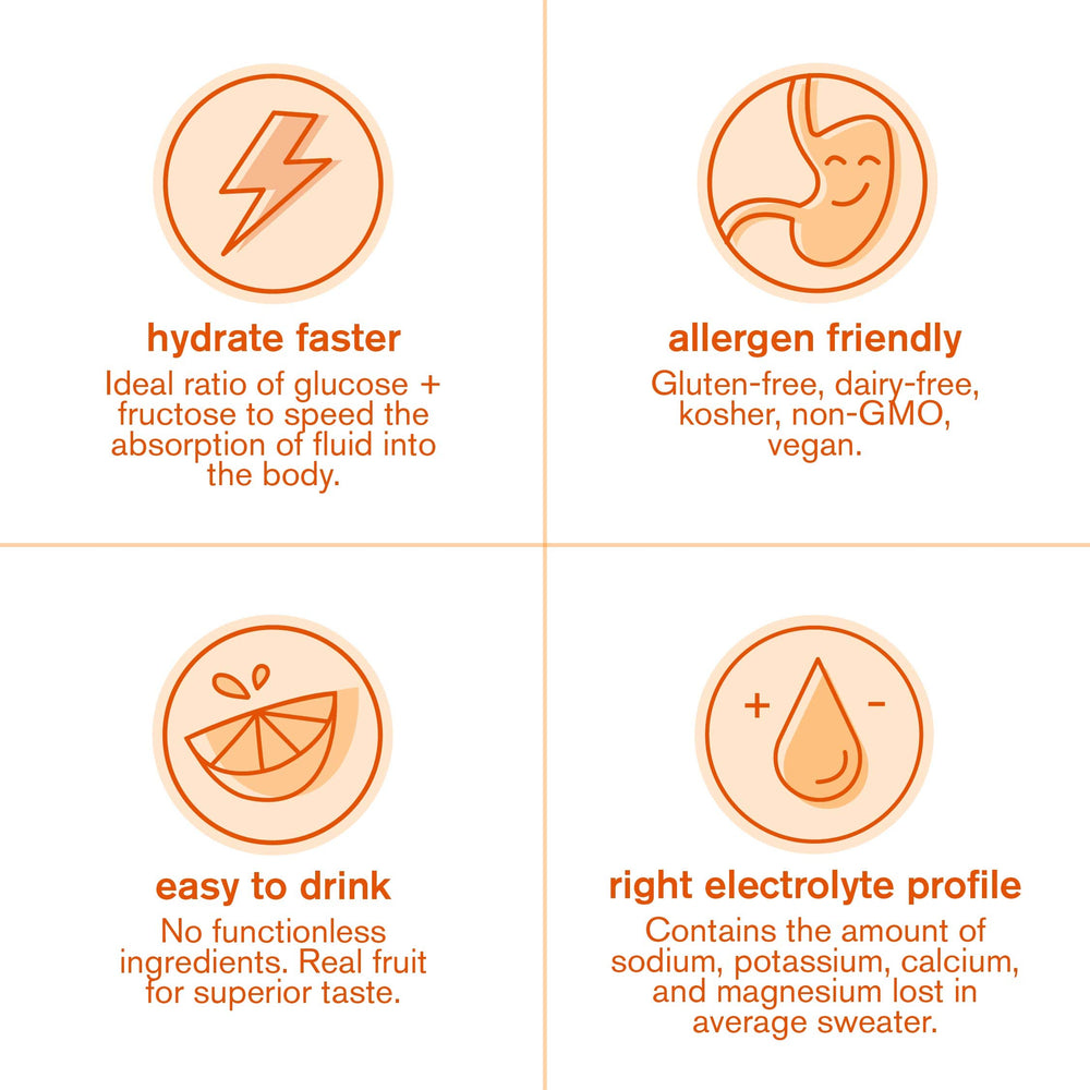 Skratch Labs Hydration Orange powder packaging emphasizes vegan and kosher status.