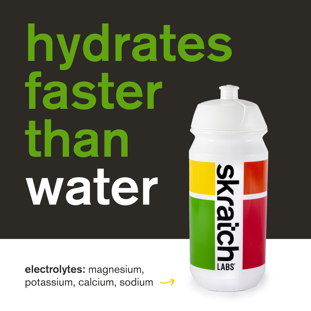 Skratch Labs Hydration Packets tucked inside a backpack for travel hydration.