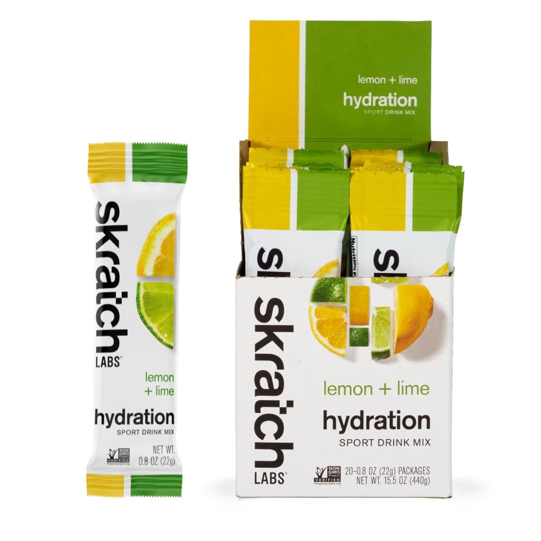 Skratch Labs Hydration Packets pour into water bottle for quick electrolyte boost.