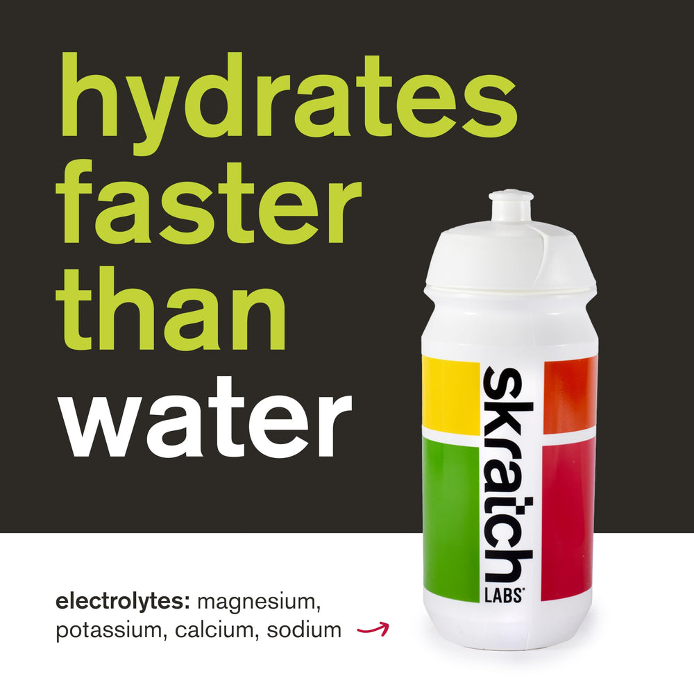 Skratch Labs Hydration Packets poured into water during gym session for quick rehydration.