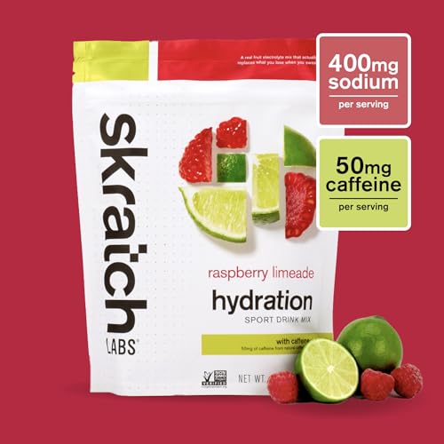 Skratch Labs powder scoop dissolving into water for fast hydration.