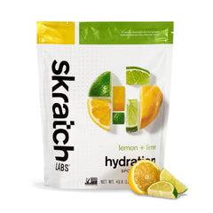 Skratch Labs hydration powder lemon-lime bottle ready to mix for hydration during activity