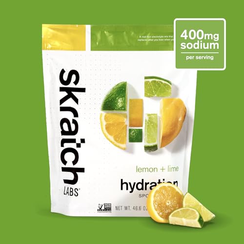 Skratch Labs lemon-lime hydration glass with prepared drink