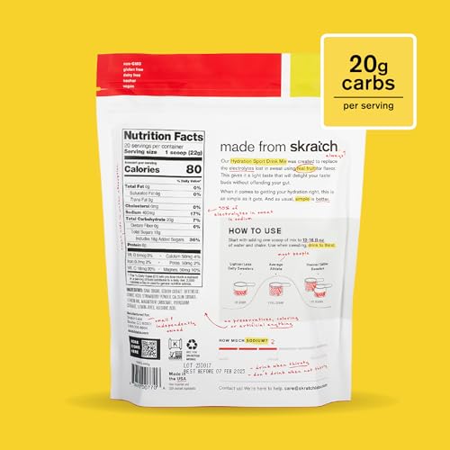 Skratch Labs Hydration Powder scoop level, ready to mix with water for electrolytes