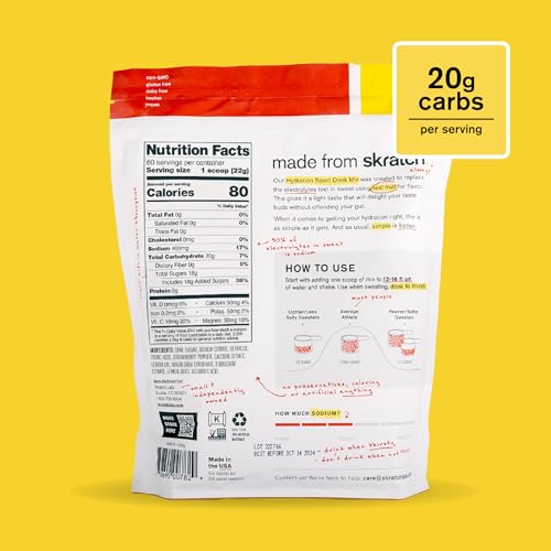 Skratch Labs Strawberry Lemonade scoop dispensing into a glass for rehydration