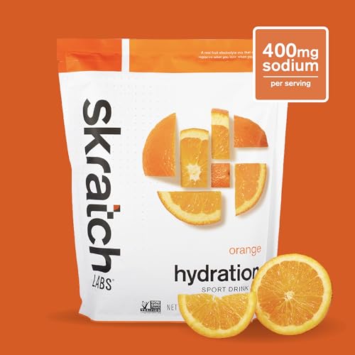 Skratch Labs hydration powder dissolving in water to release orange flavor quickly.