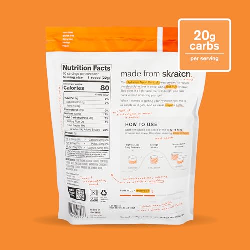 Skratch Labs orange hydration scoop ready to measure electrolytes.