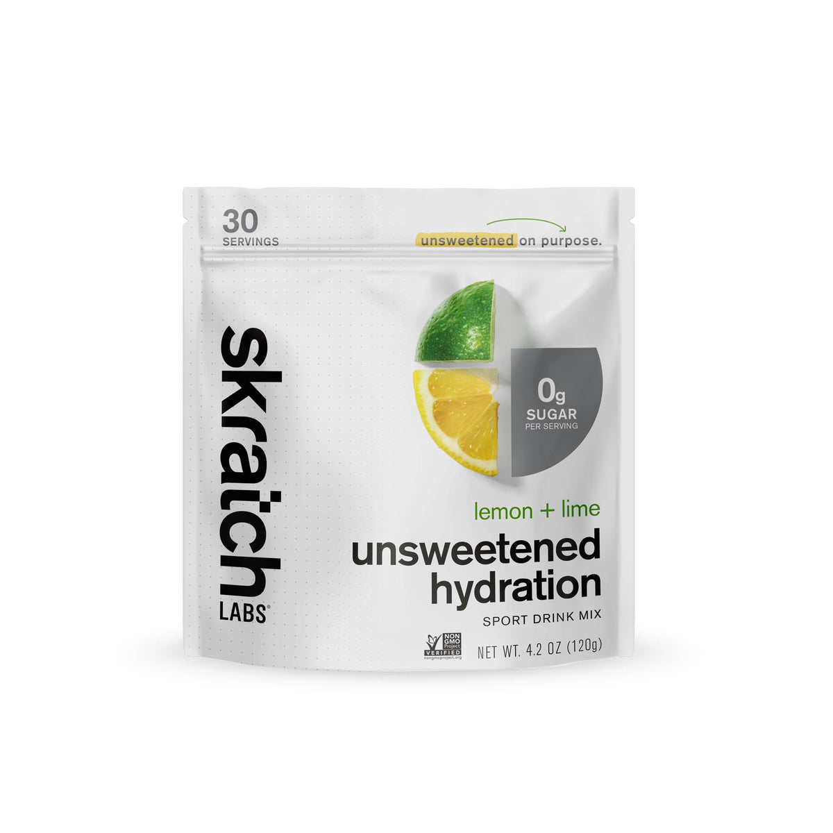 Skratch Labs Unsweetened Hydration lemon lime powder dissolving in water for steady electrolytes.