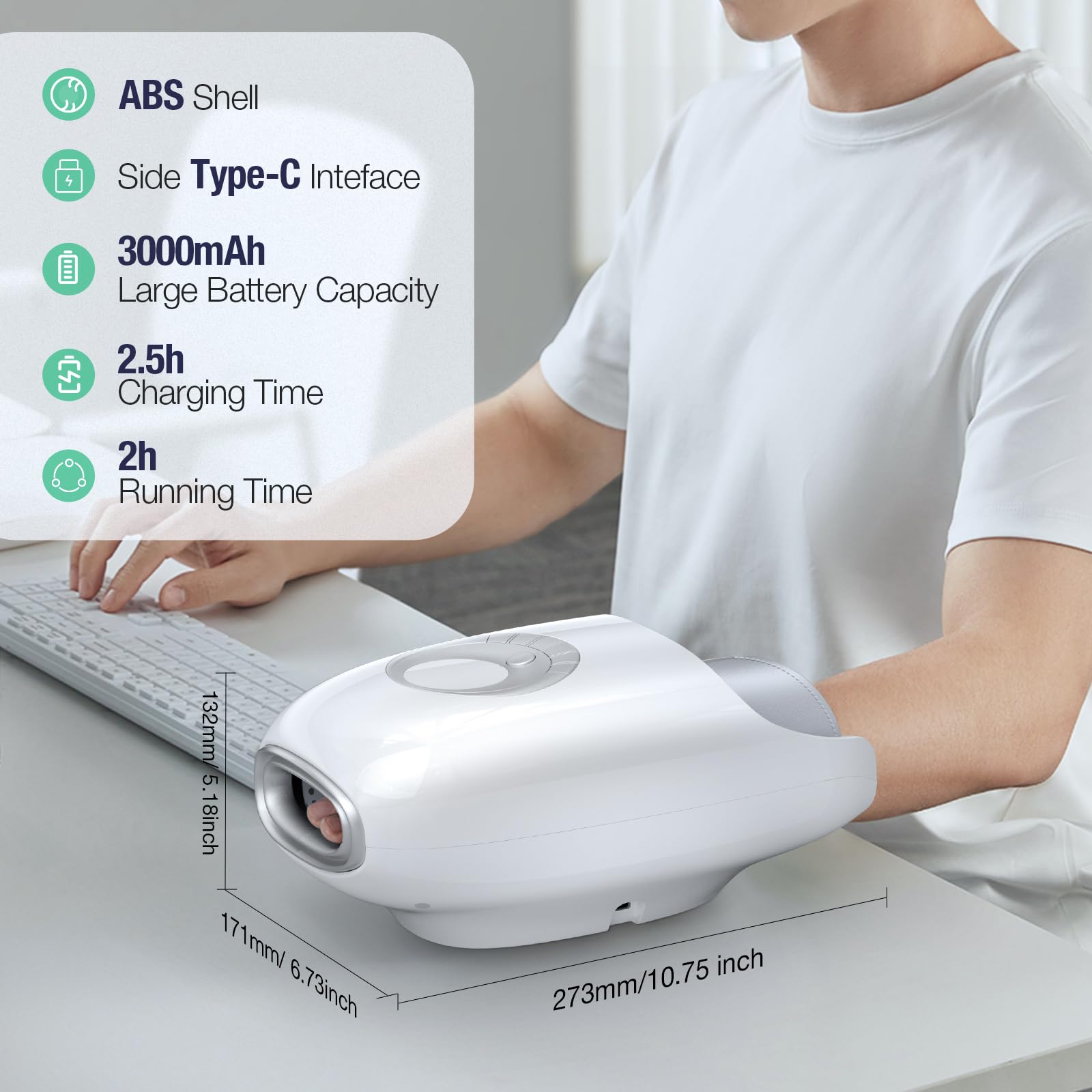 SKRFORM Hand Massager compact in office setup for quick breaks