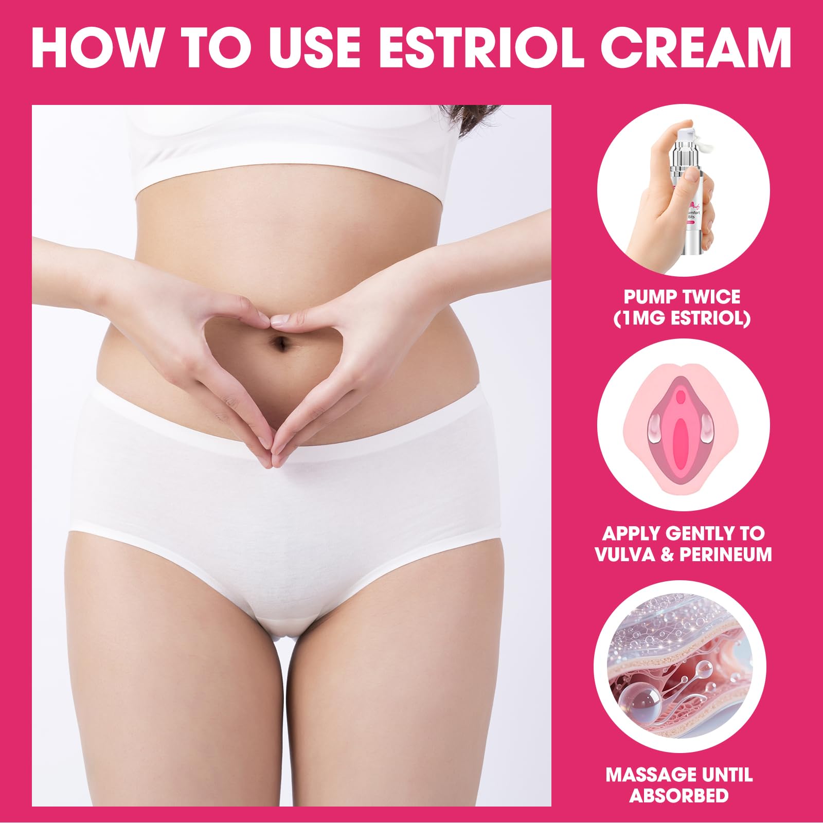 SKSOYT Estriol Cream application glide demonstrates smooth, non-greasy feel.