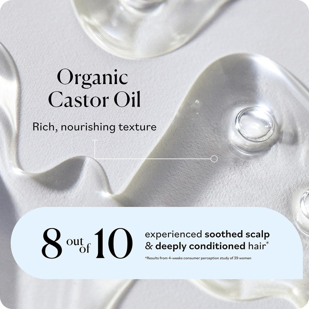 Sky Organics Castor Oil on hair strands for shine and manageability