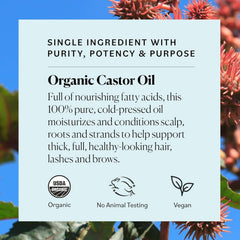 Sky Organics Castor Oil on hair strands for smoother, fuller-looking hair.