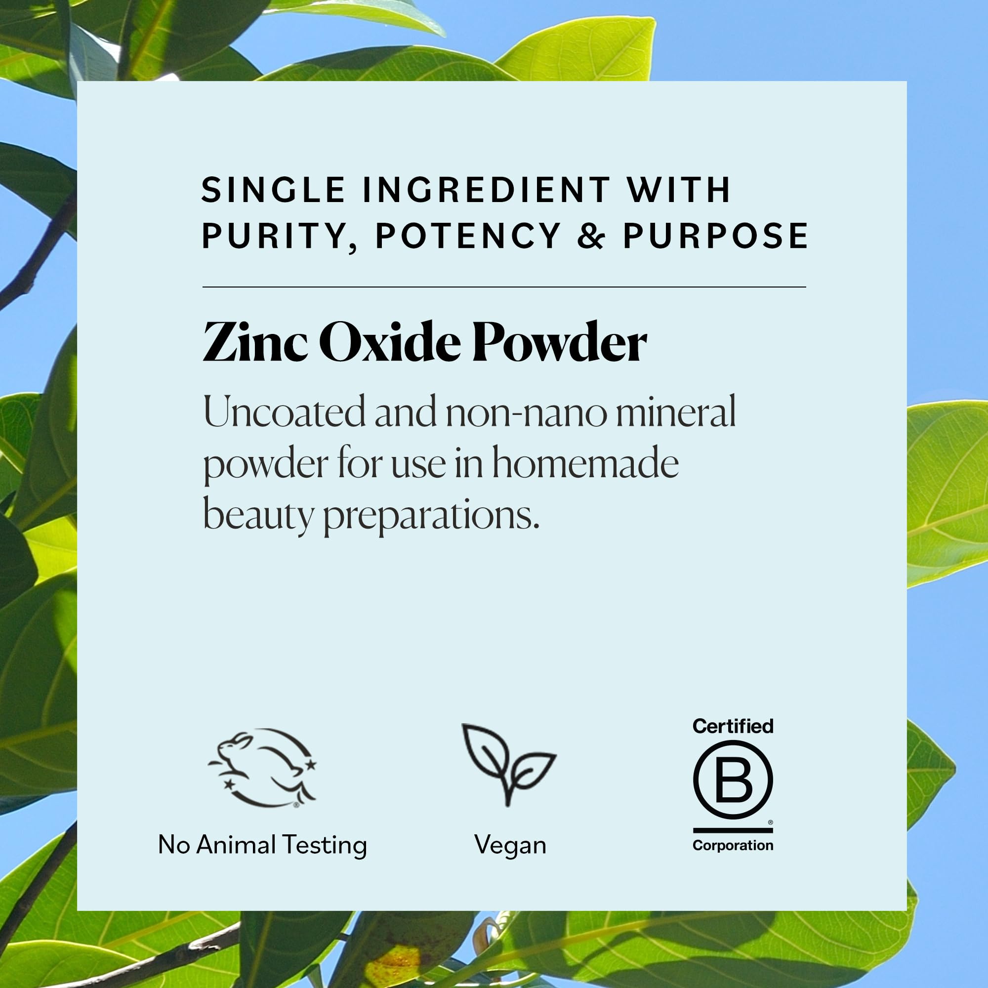 Zinc oxide powder blended with other ingredients in skincare.