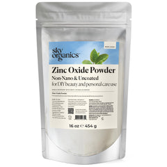Sky Organics zinc oxide powder in resealable bag for DIY skincare recipes.