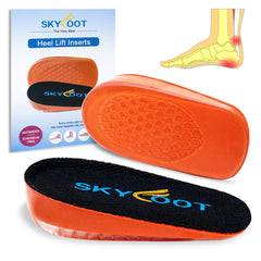 Skyfoot orthopedic heel lift inserts, front view, cushion the heel for all day comfort.