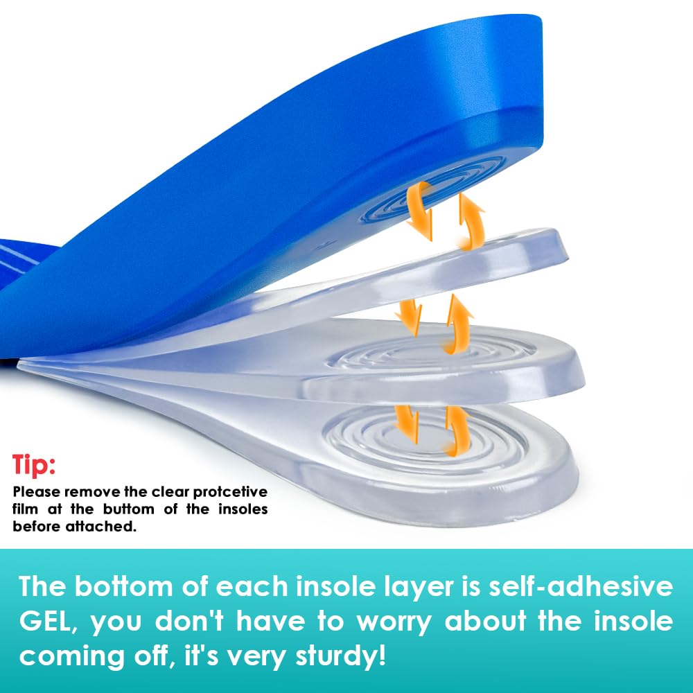 Skyfoot self-adhesive gel bottom holds insoles in place.