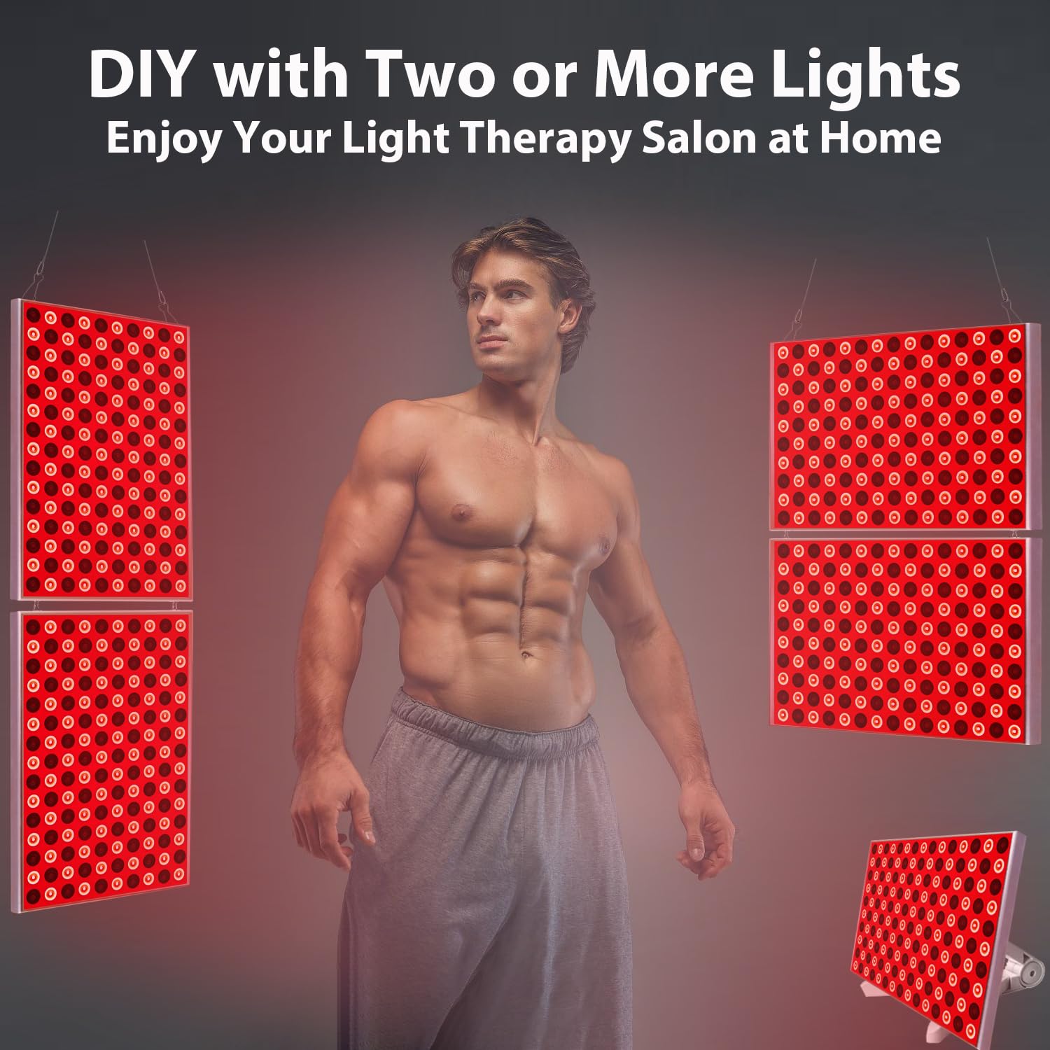 Skylaxy red light therapy device with 180° adjustability for easy setup
