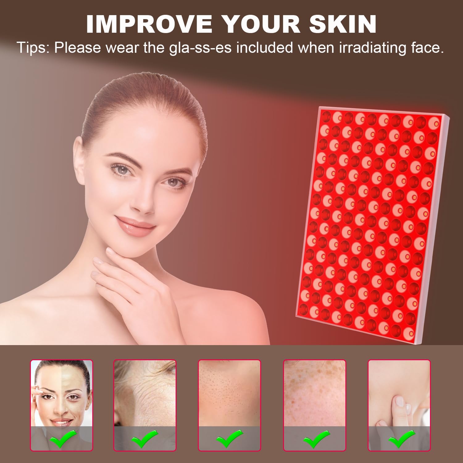 Skylaxy red light therapy panel focused on the face for at-home skincare