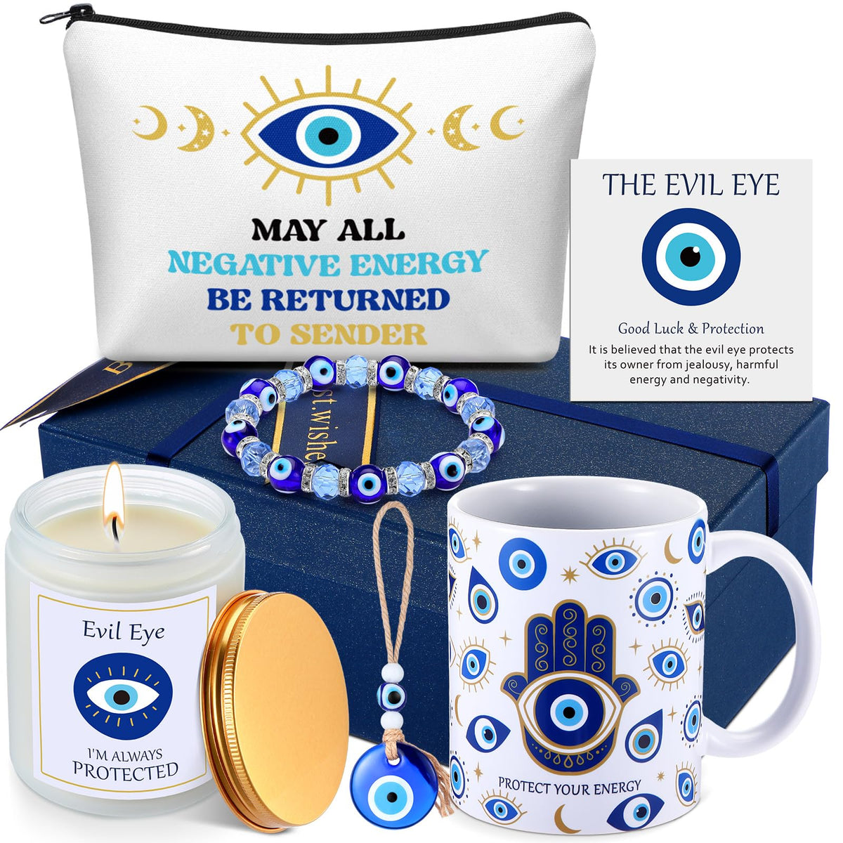 Skylety Evil Eye mug in blue and white, ceramic for daily coffee rituals