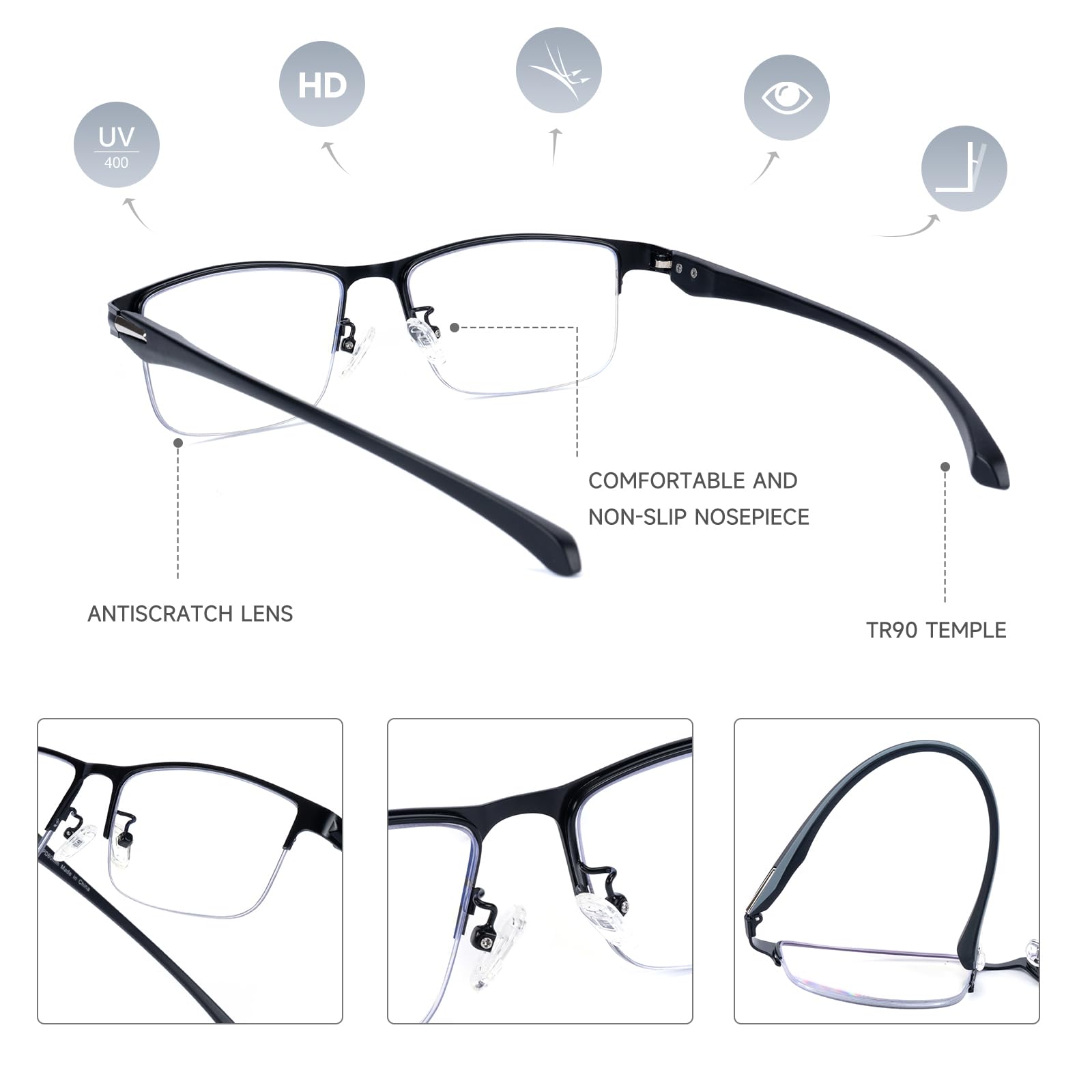 SKYOAK 2-pack progressive lenses offer UV protection for outdoor use