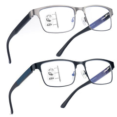 SKYOAK 2-pack progressive reading glasses with black-gunmetal frame for long computer sessions.
