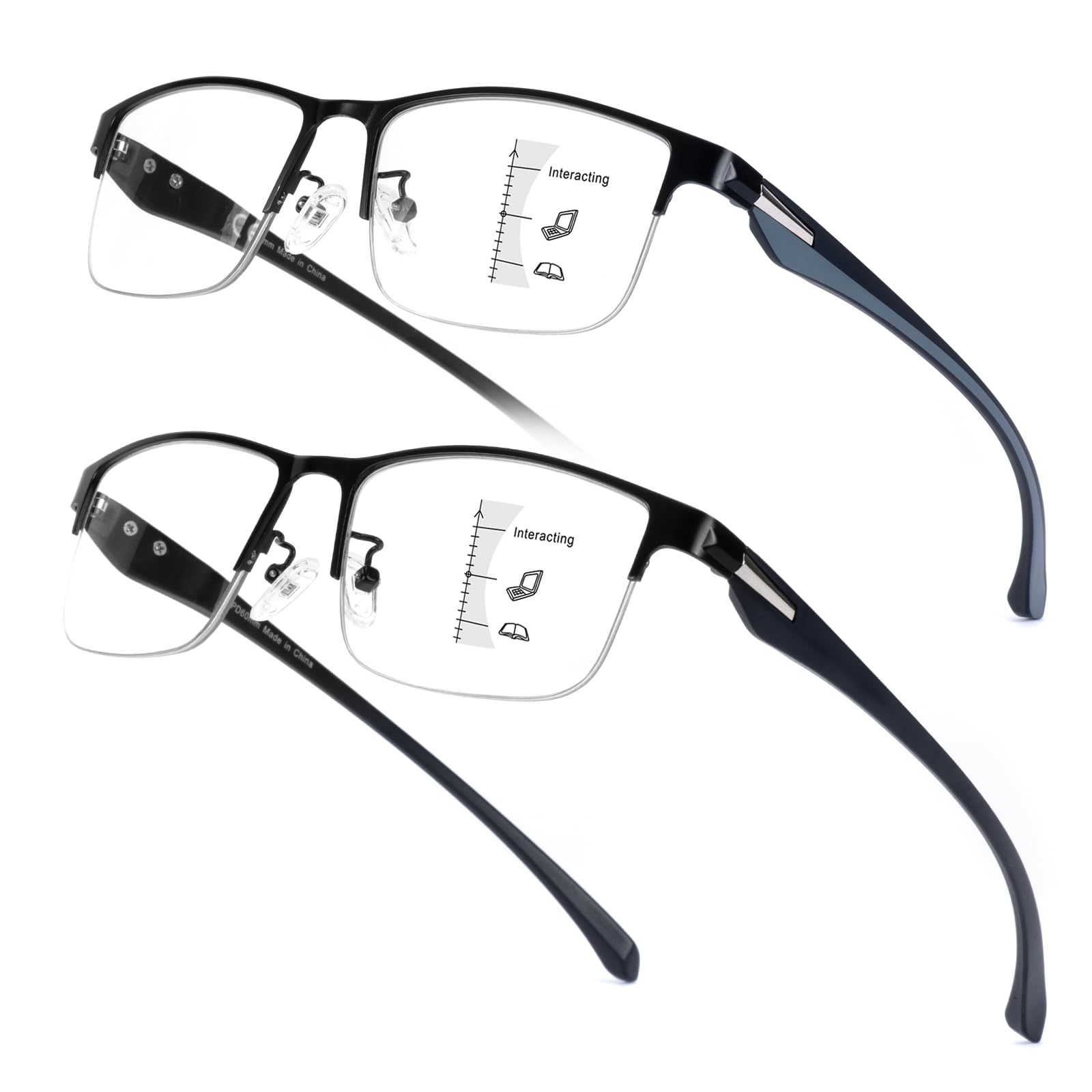 SKYOAK 2-pack progressive half-frame glasses front view for everyday comfort and clarity