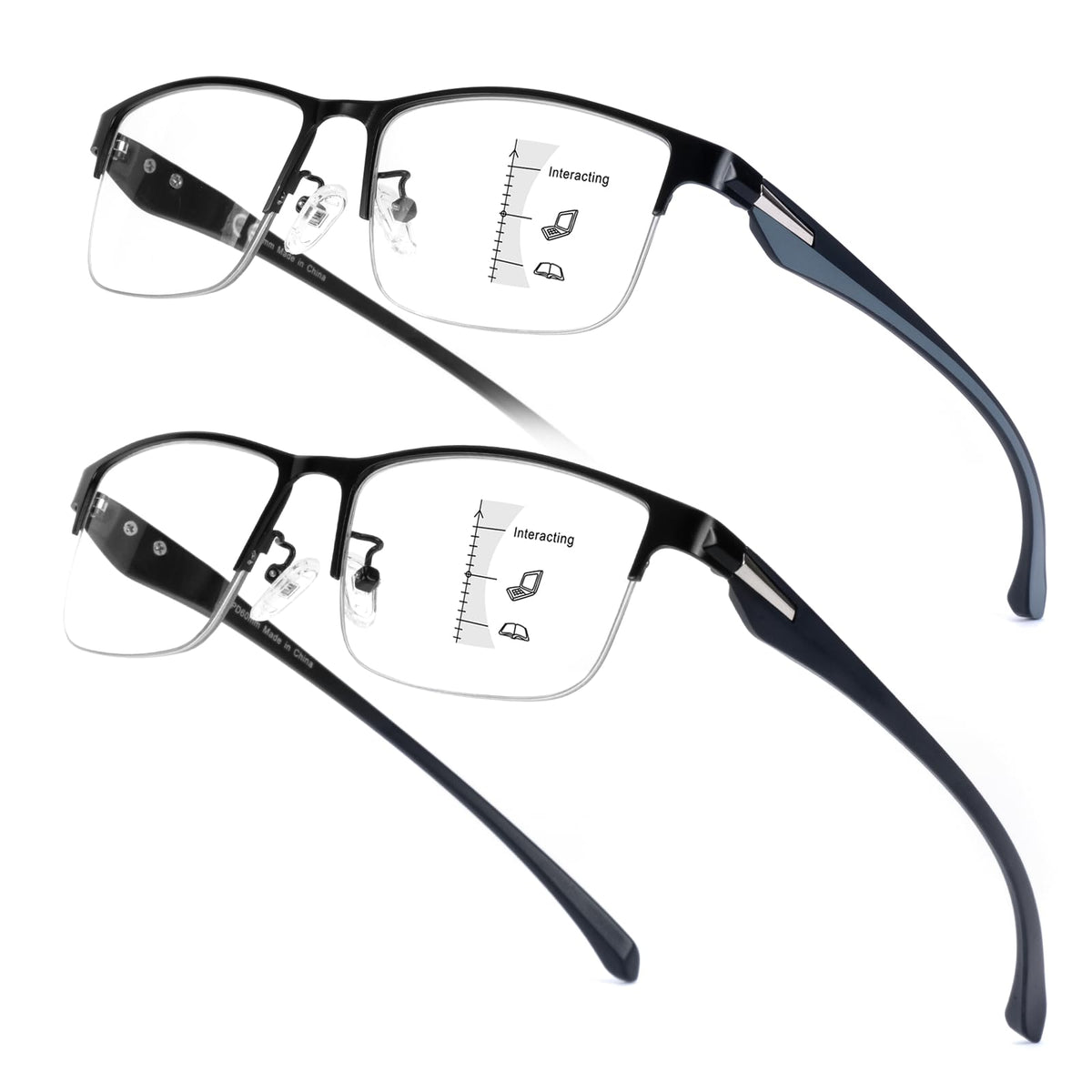 SKYOAK 2-pack progressive half-frame glasses front view for everyday comfort and clarity