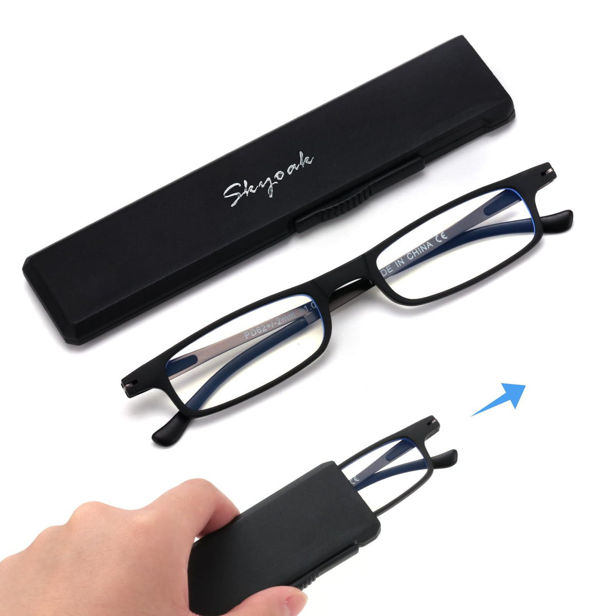SKYOAK ultra-thin folding reading glasses for portable daily use.