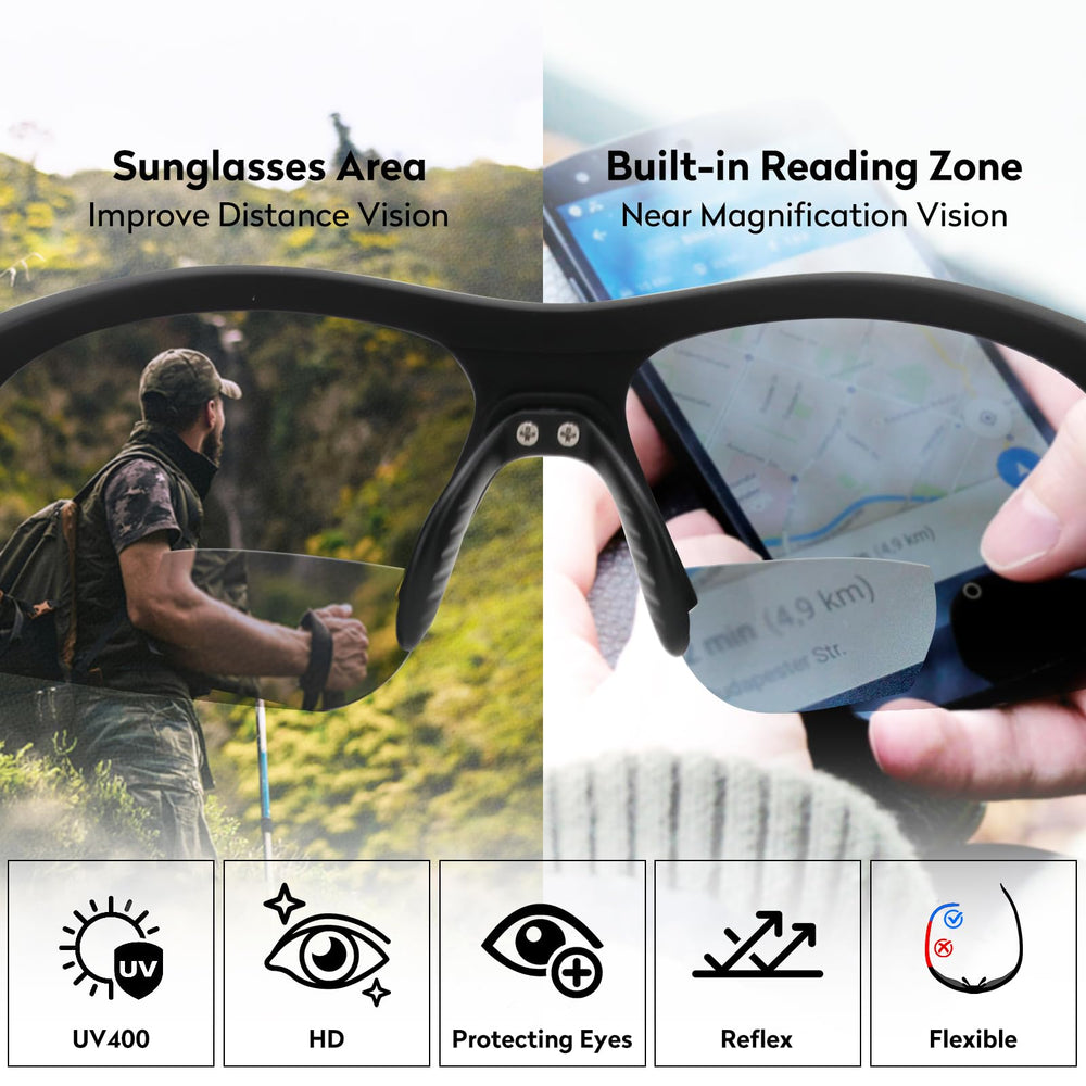SKYOLUY bifocal sunglasses wrap-around design for all-day comfort