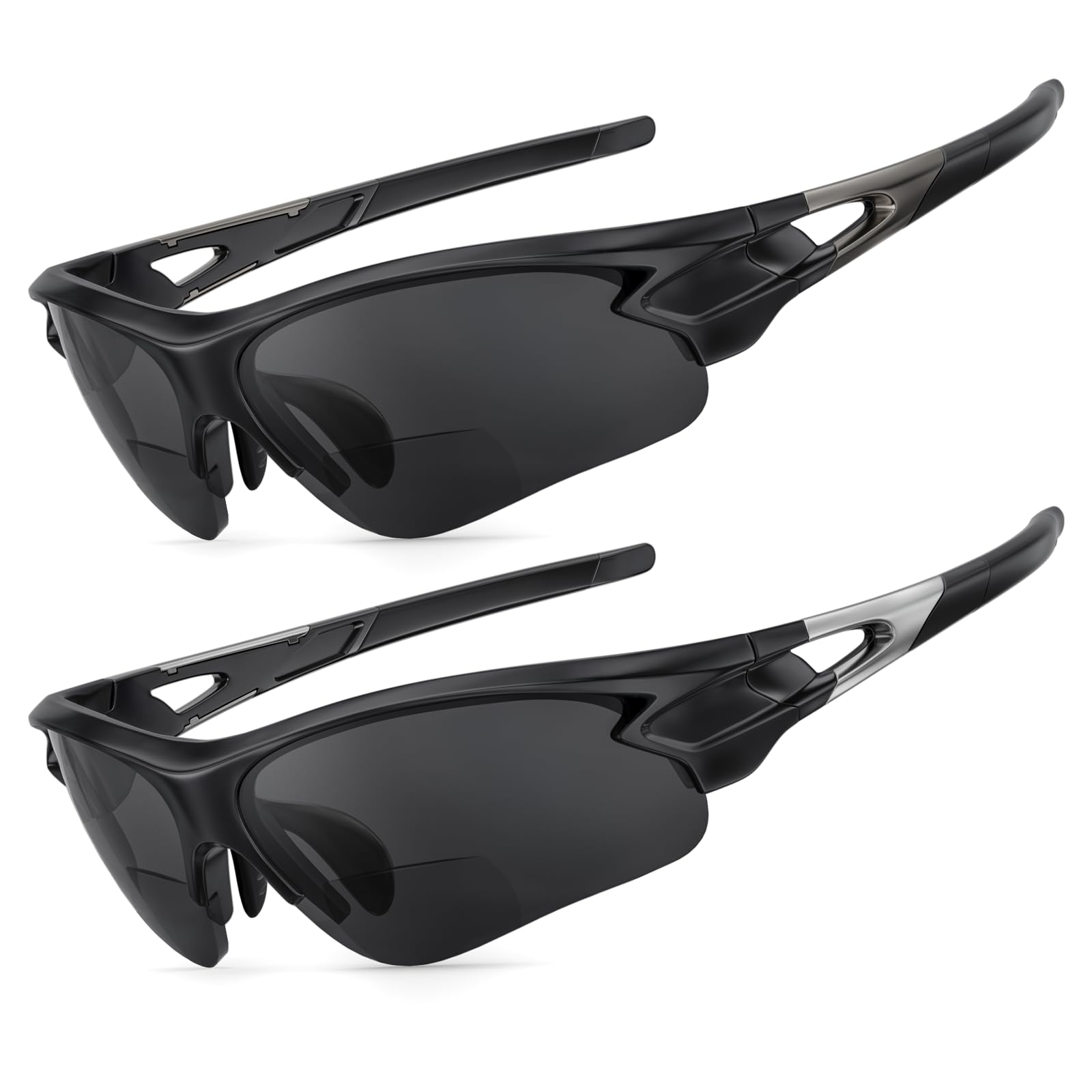 Skyoluy bifocal sunglasses with wraparound semi-rimless lenses for easy distance and near viewing outdoors.