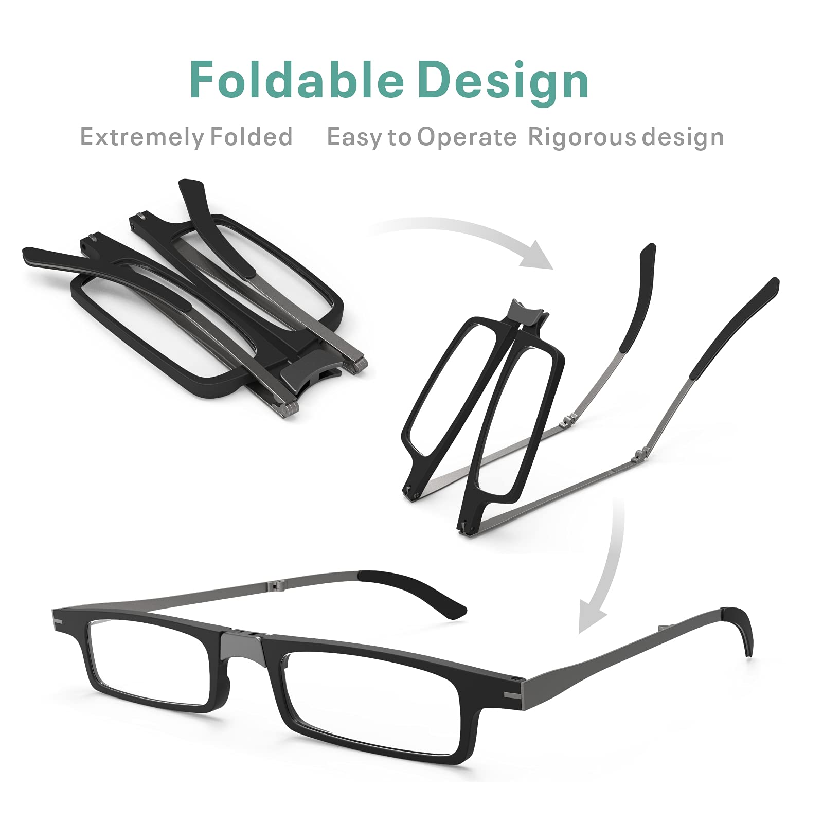 Skyoluy foldable reading glasses close-up frame material shows durable TR construction.