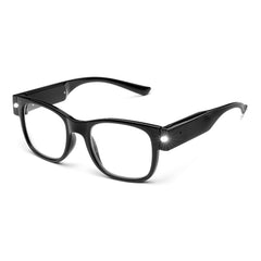 SKYWAY lighted reading glasses side view with LED illumination for detailed tasks.