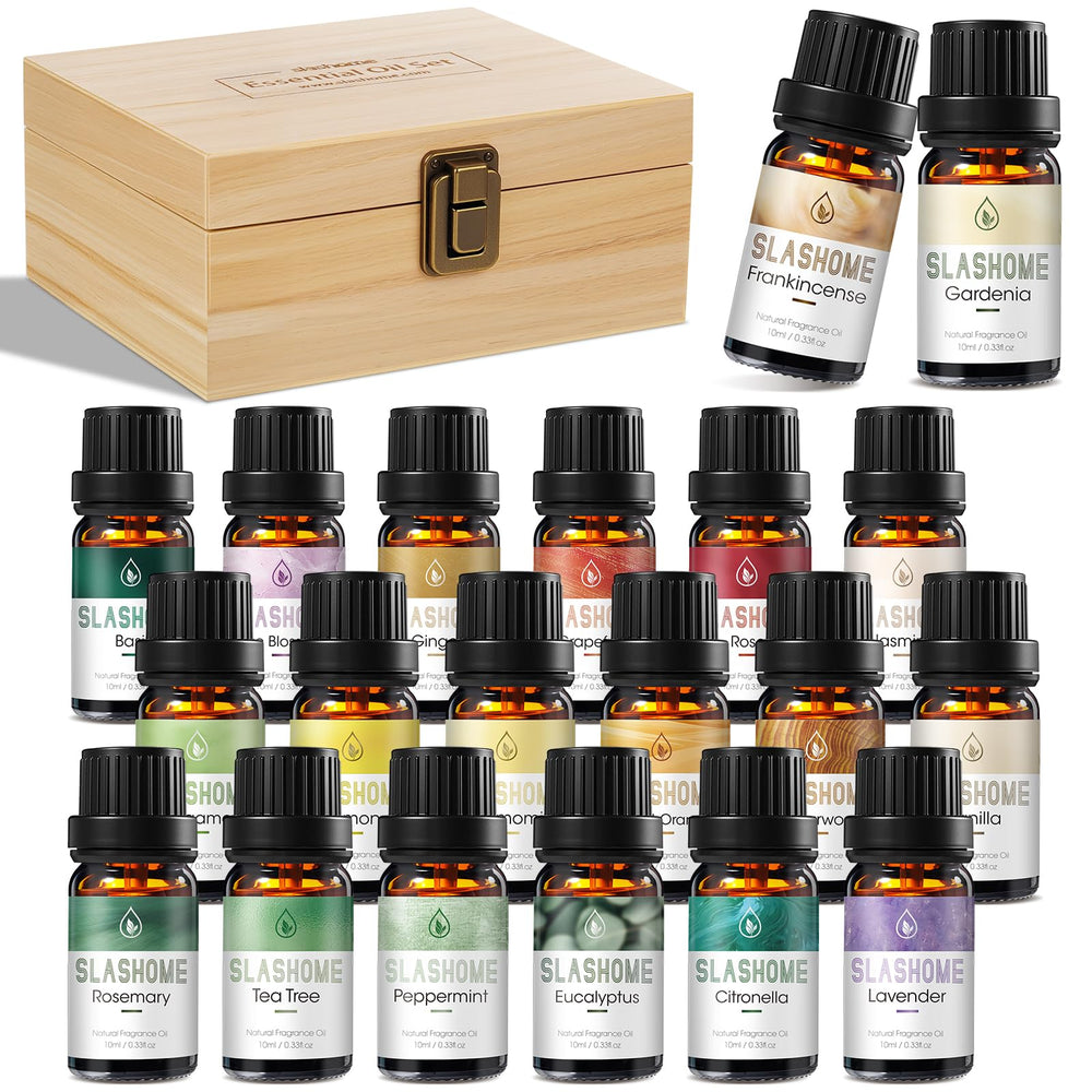 Slashome 20-pack diffuser oils in wooden gift box for elegant home fragrance