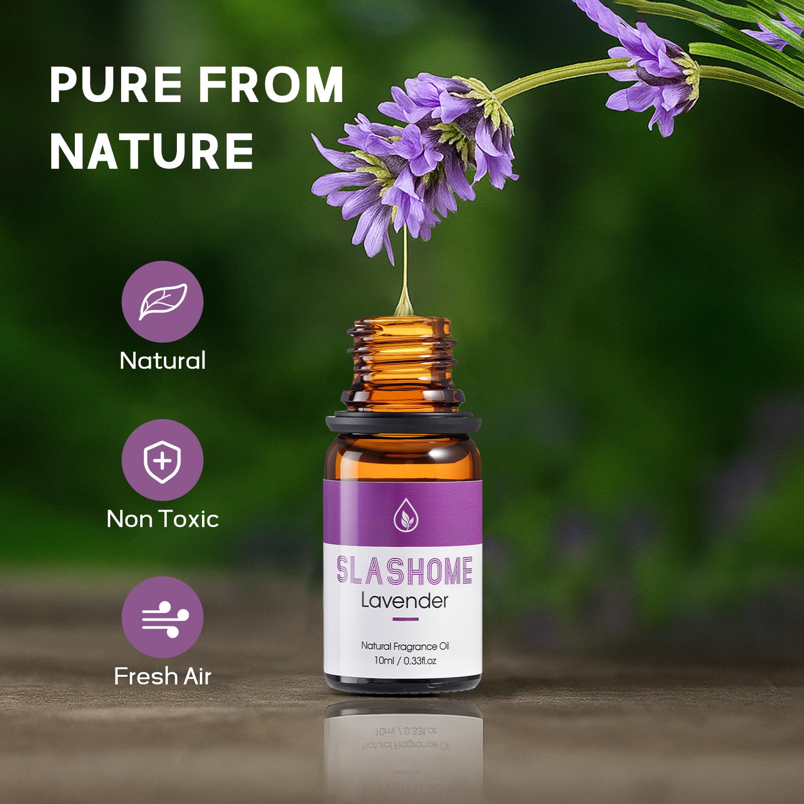 Packaging close-up emphasizes natural ingredients and a toxin-free formula.