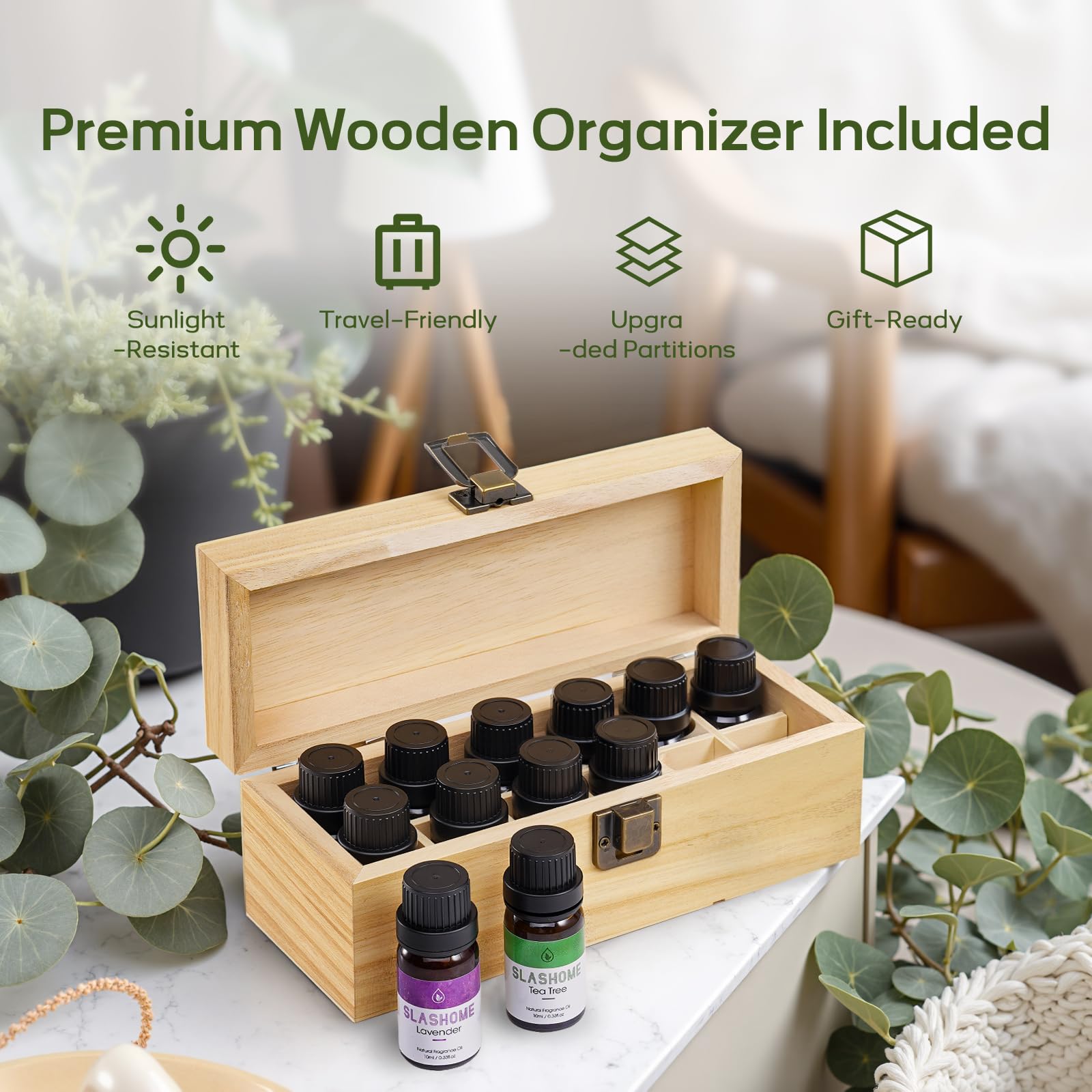 Sleep blend bottle highlights a soothing scent for nighttime relaxation.