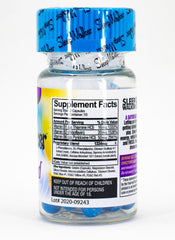 Sleep Walker twenty-pill bottle close-up highlighting compact, portable design for daily use.