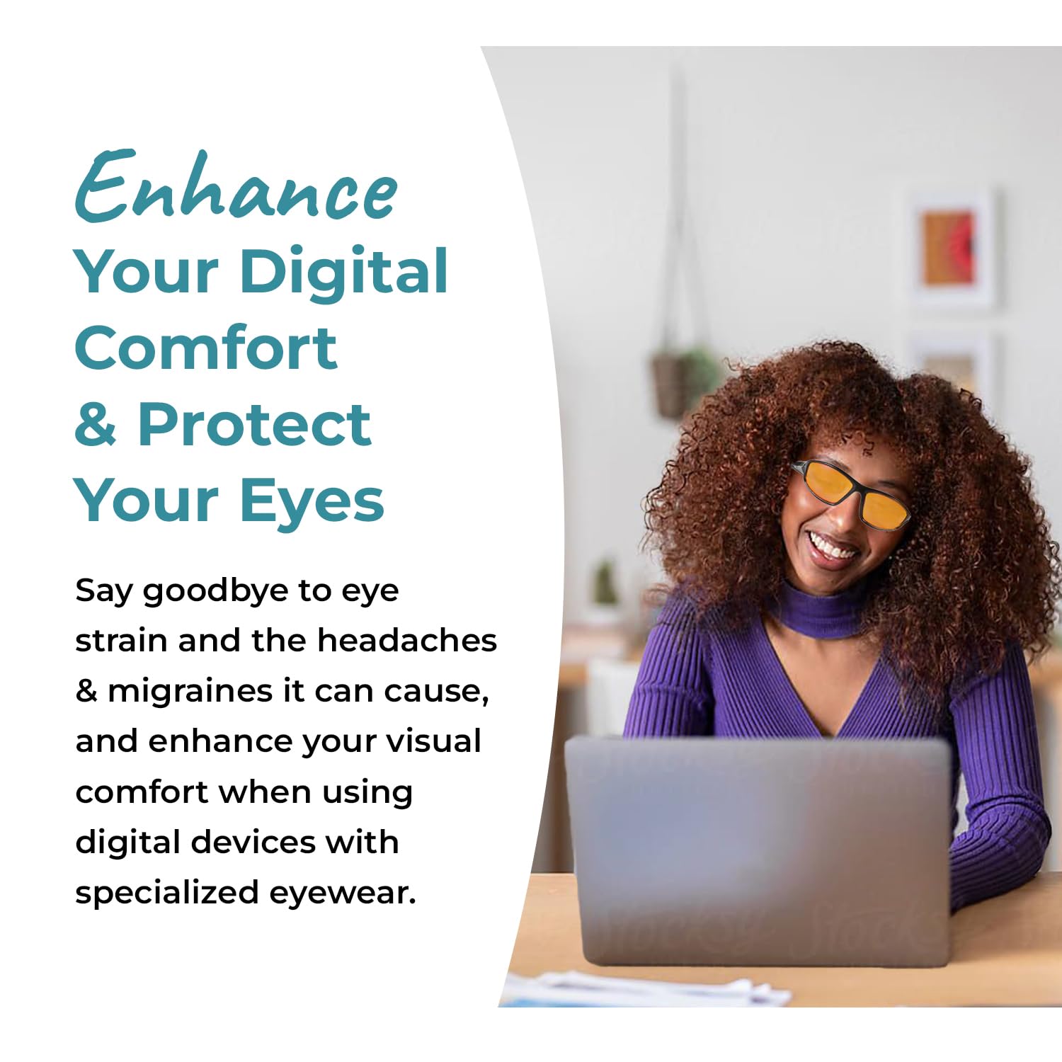 Sleep ZM blue light blockers worn by model for everyday screen time