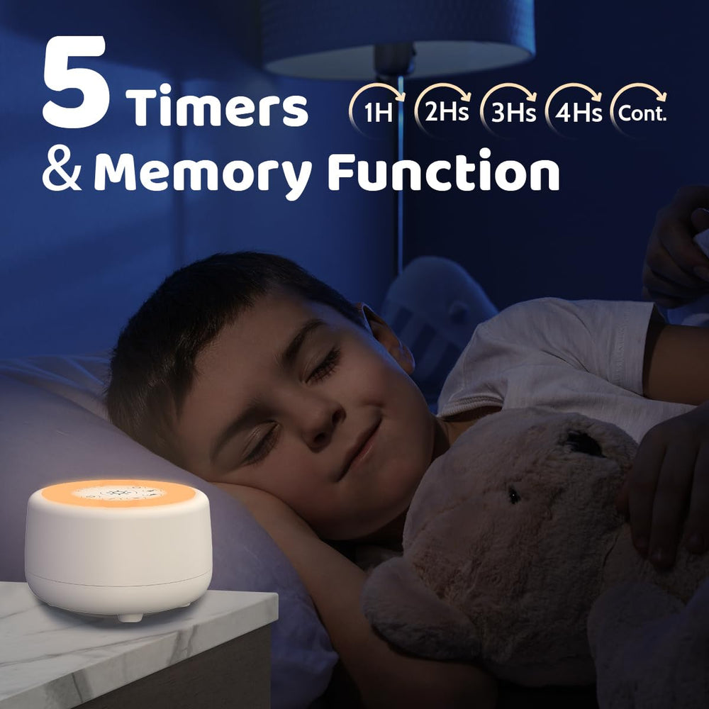 Sleepbox adjustable brightness with four levels for night comfort.