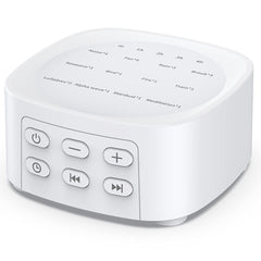 Sleepbox front view showing compact white noise machine for travel use