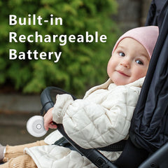 Sleepbox USB-C rechargeable battery icon highlighting long use between charges.
