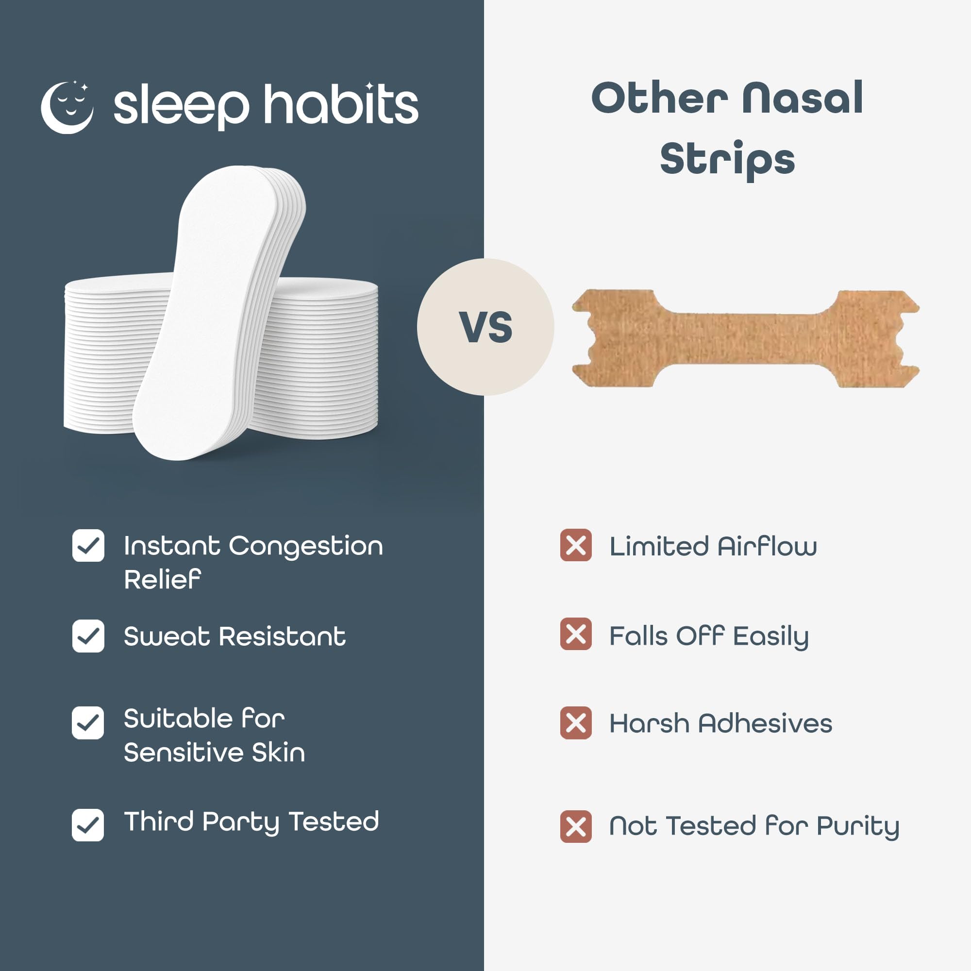 Sleep Habits flexible-fit strips ensure comfortable wear throughout the night.