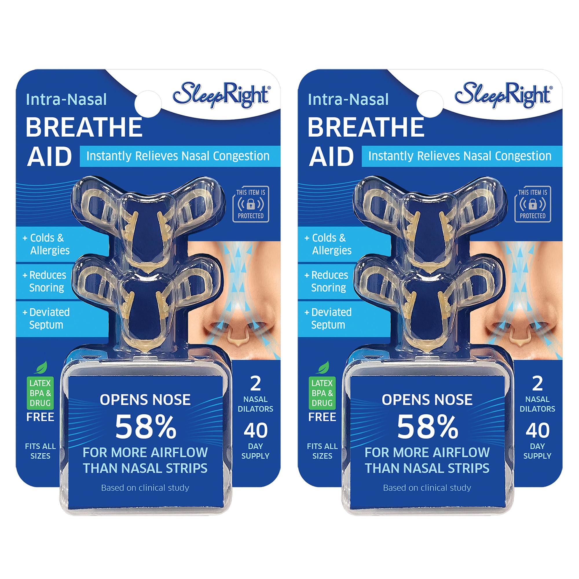 SleepRight Breathe Aid nasal flares expanding airways for easier breathing.