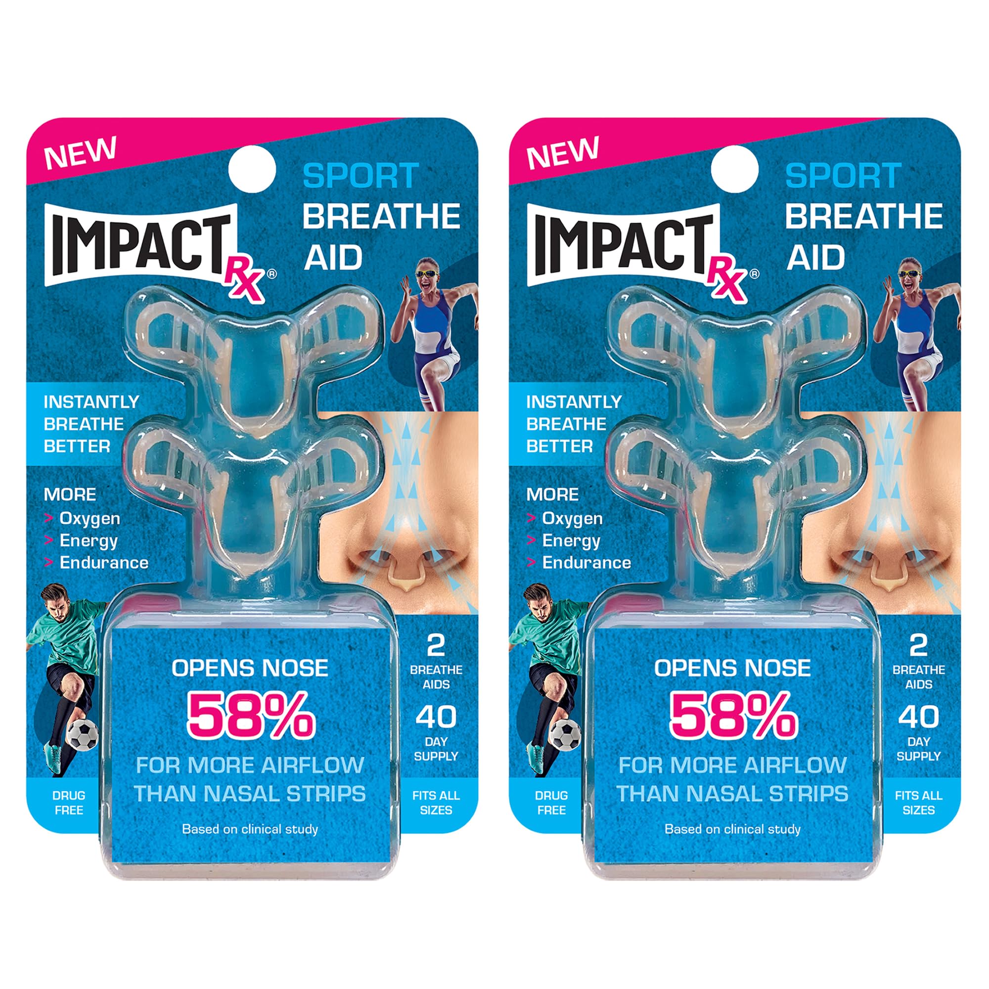 SleepRight ImpactRx Sport nasal dilator pack shown for easy, comfortable airflow during workouts