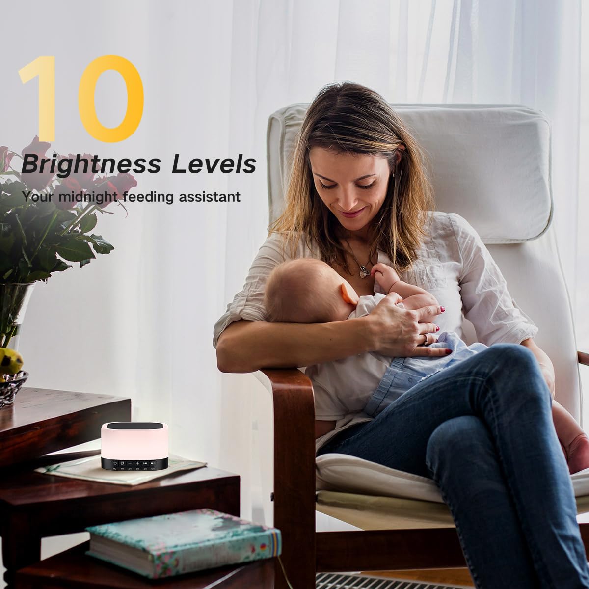 SleeZOO night-light brightness levels up to 10 for mood control.