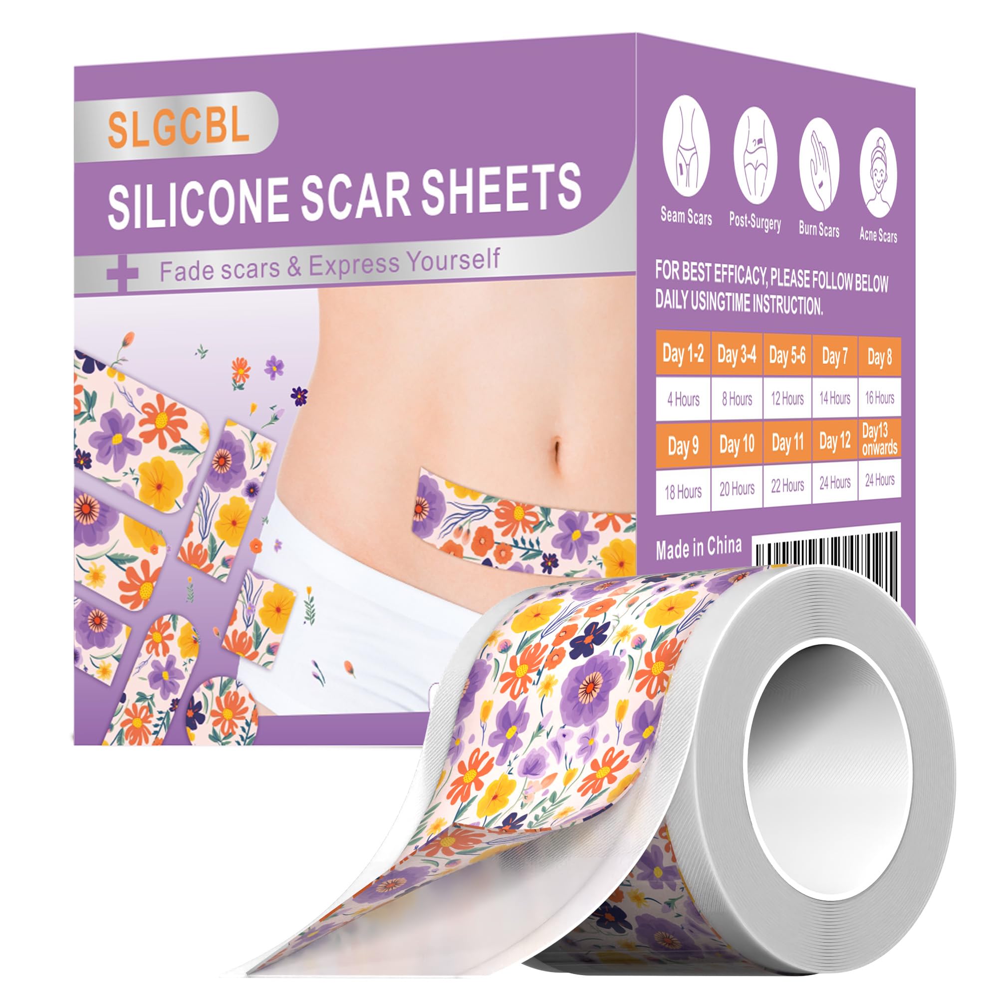 SLGCBL wildflower-pattern scar sheets on skin for daily wear and comfort